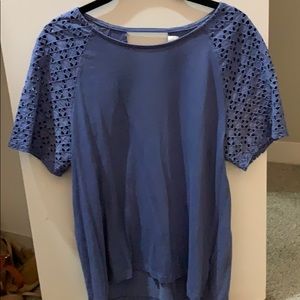 Blue blouse with lace detailing